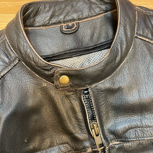 Men’s Leather Motorcylce Jacket size M Medium cafe Racer - Picture 5 of 10